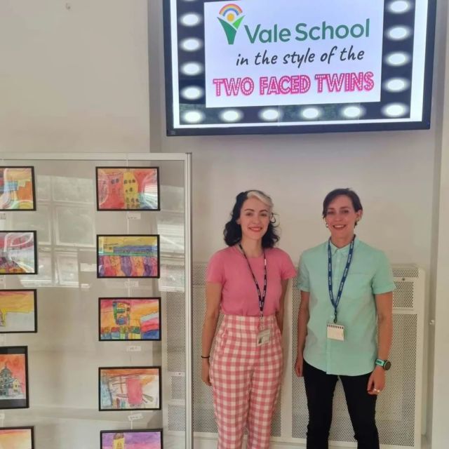 We visited the Vale School a few weeks ago to talk to the year 1 children about what we do (and hopefully inspired them that they can achieve anything when they set their minds to it!)

We returned to the school a few weeks later to see the children, who were excited and proud to show us what they had produced in their art lessons - Two Faced Twins inspired artwork!! 🤩🎨 

To celebrate their artistic talents, their art teacher framed their amazing pieces and the children held their own art exhibition at the school, inviting parents to come and see what they'd created!